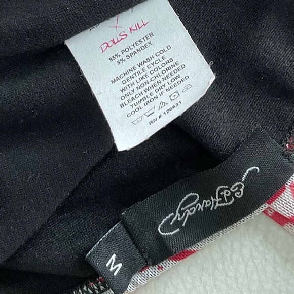 ED HARDY Mesh Strappy Halter Top Bandeau Pink White Black Logo Dolls Kill Medium - Picture 4 of 4